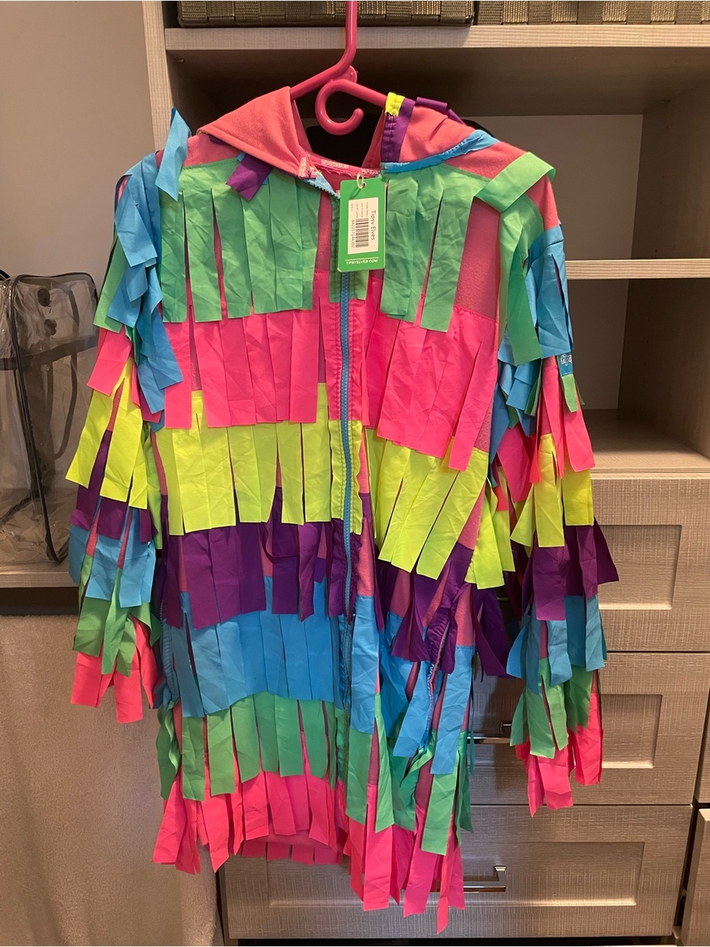 Tipsy Elves Neon Fringe Hooded Raincoat - Pink, Green, Blue, Purple, Yellow